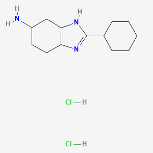 molecular formula C13H23Cl2N3 B1459551 2-cyclohexyl-4,5,6,7-tetrahydro-1H-1,3-benzodiazol-5-amine dihydrochloride CAS No. 1803584-04-4
