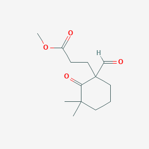 molecular formula C13H20O4 B14595550 Methyl 3-(1-formyl-3,3-dimethyl-2-oxocyclohexyl)propanoate CAS No. 61188-01-0