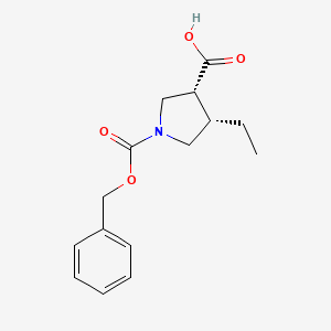 molecular formula C15H19NO4 B1459556 (3R,4S)-1-((Benzyloxy)carbonyl)-4-ethylpyrrolidine-3-carboxylic acid CAS No. 1428243-24-6