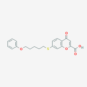 molecular formula C21H20O5S B14595688 4-Oxo-7-[(5-phenoxypentyl)sulfanyl]-4H-1-benzopyran-2-carboxylic acid CAS No. 61270-50-6