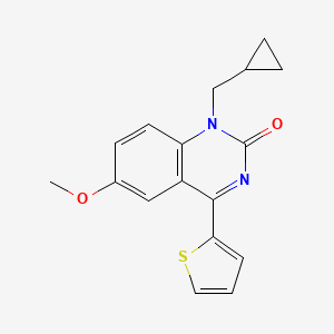 molecular formula C17H16N2O2S B14595765 1-(Cyclopropylmethyl)-6-methoxy-4-(thiophen-2-yl)quinazolin-2(1H)-one CAS No. 59253-50-8