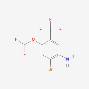 molecular formula C8H5BrF5NO B1459591 2-Bromo-4-difluoromethoxy-5-(trifluoromethyl)aniline CAS No. 1804402-02-5