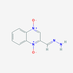 molecular formula C9H8N4O2 B14595979 (E)-(1,4-dioxidoquinoxaline-1,4-diium-2-yl)methylidenehydrazine 