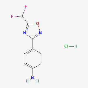 molecular formula C9H8ClF2N3O B1459616 4-[5-(二氟甲基)-1,2,4-恶二唑-3-基]苯胺盐酸盐 CAS No. 1798731-87-9
