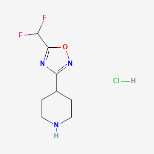 molecular formula C8H12ClF2N3O B1459626 4-[5-(二氟甲基)-1,2,4-噁二唑-3-基]哌啶盐酸盐 CAS No. 1351500-79-2