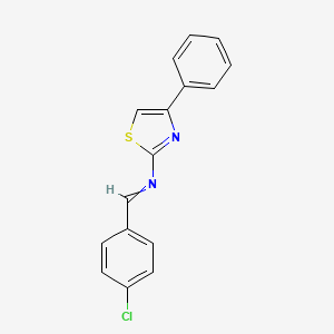 2-Thiazolamine, N-[(4-chlorophenyl)methylene]-4-phenyl-