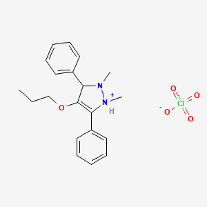 molecular formula C20H25ClN2O5 B14596571 1,2-Dimethyl-3,5-diphenyl-4-propoxy-2,3-dihydro-1H-pyrazol-1-ium perchlorate CAS No. 60613-78-7