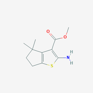 molecular formula C11H15NO2S B1459668 methyl 2-amino-4,4-dimethyl-4H,5H,6H-cyclopenta[b]thiophene-3-carboxylate CAS No. 1503326-58-6