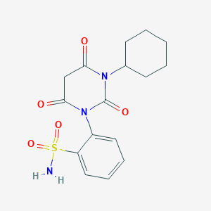 molecular formula C16H19N3O5S B14596763 2-(3-Cyclohexyl-2,4,6-trioxotetrahydropyrimidin-1(2H)-yl)benzene-1-sulfonamide CAS No. 59651-58-0