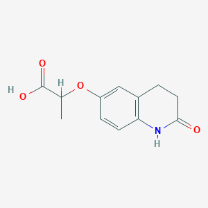 molecular formula C12H13NO4 B14596880 2-[(2-Oxo-1,2,3,4-tetrahydroquinolin-6-yl)oxy]propanoic acid CAS No. 58898-55-8