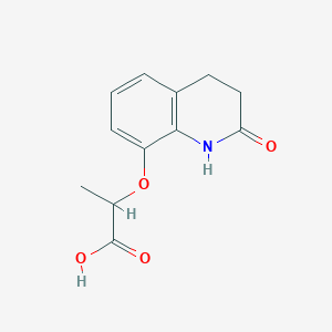 molecular formula C12H13NO4 B14597009 2-[(2-Oxo-1,2,3,4-tetrahydroquinolin-8-yl)oxy]propanoic acid CAS No. 58898-60-5