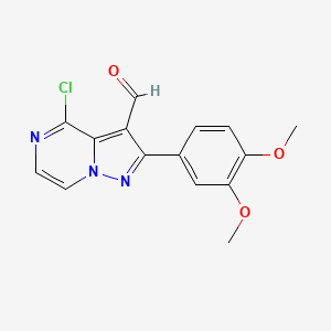 molecular formula C15H12ClN3O3 B1459701 4-Chloro-2-(3,4-dimethoxyphenyl)pyrazolo[1,5-a]pyrazine-3-carbaldehyde CAS No. 1544841-79-3