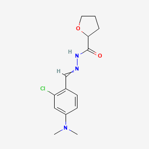 molecular formula C14H18ClN3O2 B14597086 N-[(2-Chloro-4-dimethylamino-phenyl)methylideneamino]oxolane-2-carboxamide CAS No. 60943-70-6