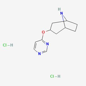 molecular formula C11H17Cl2N3O B1459718 3-(Pyrimidin-4-yloxy)-8-azabicyclo[3.2.1]octane dihydrochloride CAS No. 1820705-85-8