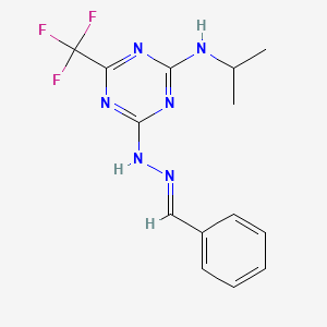 molecular formula C14H15F3N6 B14597406 Benzaldehyde, (4-((1-methylethyl)amino)-6-(trifluoromethyl)-1,3,5-triazin-2-yl)hydrazone CAS No. 58892-36-7