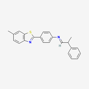 molecular formula C23H20N2S B14597546 (1E)-N-[4-(6-Methyl-1,3-benzothiazol-2-yl)phenyl]-2-phenylpropan-1-imine CAS No. 61185-83-9