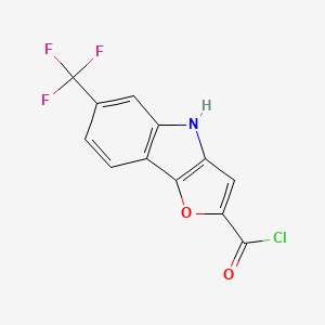 molecular formula C12H5ClF3NO2 B14597952 6-(Trifluoromethyl)-4H-furo[3,2-B]indole-2-carbonyl chloride CAS No. 61088-25-3