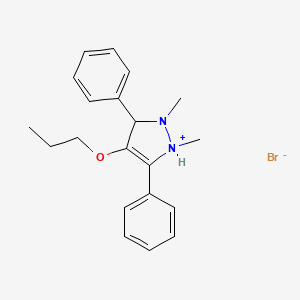 molecular formula C20H25BrN2O B14598070 1,2-Dimethyl-3,5-diphenyl-4-propoxy-2,3-dihydro-1H-pyrazol-1-ium bromide CAS No. 60614-32-6