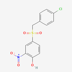 molecular formula C13H10ClNO5S B14598108 4-[(4-Chlorophenyl)methanesulfonyl]-2-nitrophenol CAS No. 58880-50-5