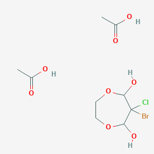 Acetic acid;6-bromo-6-chloro-1,4-dioxepane-5,7-diol