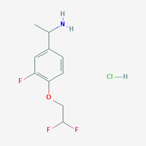 molecular formula C10H13ClF3NO B1459837 1-[4-(2,2-Difluoroethoxy)-3-fluorophenyl]ethylamine hydrochloride CAS No. 1373865-58-7