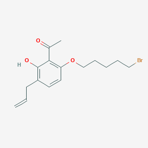 molecular formula C16H21BrO3 B14598446 1-{6-[(5-Bromopentyl)oxy]-2-hydroxy-3-(prop-2-en-1-yl)phenyl}ethan-1-one CAS No. 61270-18-6