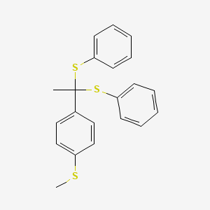 molecular formula C21H20S3 B14598629 Benzene, 1-[1,1-bis(phenylthio)ethyl]-4-(methylthio)- CAS No. 61094-69-7