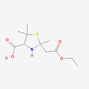 molecular formula C11H19NO4S B14598880 2-(2-Ethoxy-2-oxoethyl)-2,5,5-trimethyl-1,3-thiazolidine-4-carboxylic acid CAS No. 59712-82-2