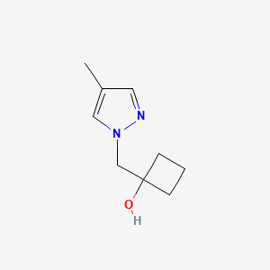 molecular formula C9H14N2O B1459889 1-[(4-methyl-1H-pyrazol-1-yl)methyl]cyclobutan-1-ol CAS No. 2126163-32-2