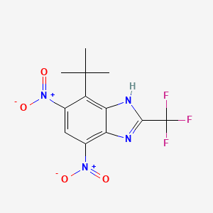 molecular formula C12H11F3N4O4 B14599018 4-tert-Butyl-5,7-dinitro-2-(trifluoromethyl)-1H-benzimidazole CAS No. 60167-68-2