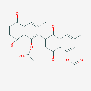 molecular formula C26H18O8 B14599036 [6-(1-Acetyloxy-3-methyl-5,8-dioxonaphthalen-2-yl)-3-methyl-5,8-dioxonaphthalen-1-yl] acetate CAS No. 60544-03-8