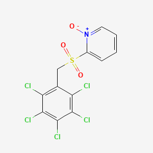 molecular formula C12H6Cl5NO3S B14599186 Pyridine, 2-[[(pentachlorophenyl)methyl]sulfonyl]-, 1-oxide CAS No. 60264-26-8