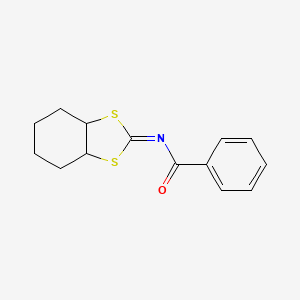 molecular formula C14H15NOS2 B14599200 Benzamide, N-(hexahydro-1,3-benzodithiol-2-ylidene)- CAS No. 61145-03-7