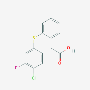 molecular formula C14H10ClFO2S B14599324 Benzeneacetic acid, 2-[(4-chloro-3-fluorophenyl)thio]- CAS No. 60810-66-4