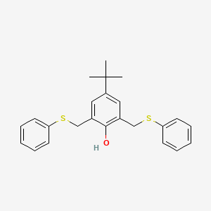 molecular formula C24H26OS2 B14599383 4-tert-Butyl-2,6-bis[(phenylsulfanyl)methyl]phenol CAS No. 61151-08-4