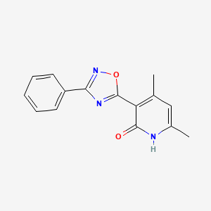 molecular formula C15H13N3O2 B1459940 4,6-Dimethyl-3-(3-phenyl-1,2,4-oxadiazol-5-yl)-1,2-dihydropyridin-2-one CAS No. 1223888-72-9