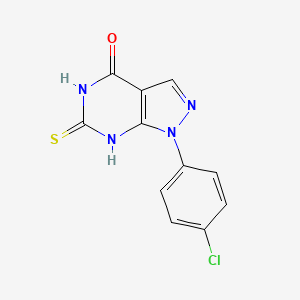 molecular formula C11H7ClN4OS B1459955 1-(4-氯苯基)-6-巯基-1,5-二氢-4H-吡唑并[3,4-d]嘧啶-4-酮 CAS No. 941868-08-2