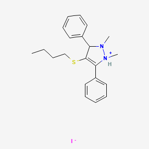 4-(Butylsulfanyl)-1,2-dimethyl-3,5-diphenyl-2,3-dihydro-1H-pyrazol-1-ium iodide