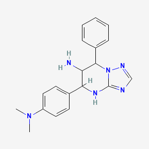molecular formula C19H22N6 B1459961 5-[4-(二甲氨基)苯基]-7-苯基-4,5,6,7-四氢[1,2,4]三唑并[1,5-a]嘧啶-6-胺 CAS No. 1217735-25-5