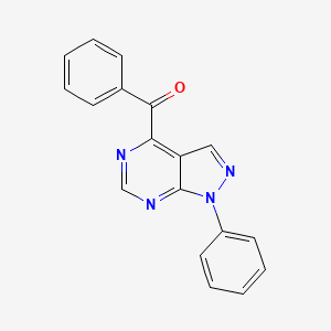 molecular formula C18H12N4O B14599620 Methanone, phenyl(1-phenyl-1H-pyrazolo[3,4-d]pyrimidin-4-yl)- CAS No. 59563-84-7