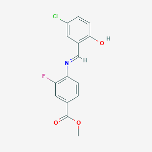 molecular formula C15H11ClFNO3 B1459972 Methyl 4-{[(5-chloro-2-hydroxyphenyl)methylidene]-amino}-3-fluorobenzoate CAS No. 1296225-20-1