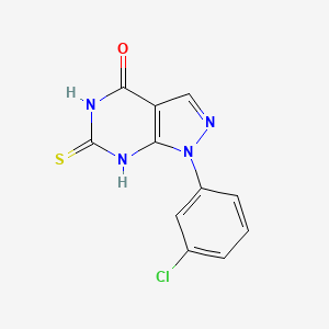 molecular formula C11H7ClN4OS B1459974 1-(3-chlorophenyl)-6-mercapto-1,5-dihydro-4H-pyrazolo[3,4-d]pyrimidin-4-one CAS No. 929973-42-2