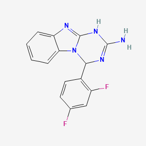molecular formula C15H11F2N5 B1459976 4-(2,4-Difluorophenyl)-1,4-dihydro[1,3,5]triazino[1,2-a]benzimidazol-2-amine CAS No. 930989-63-2
