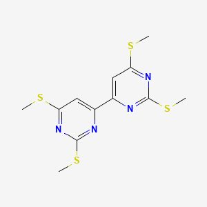 molecular formula C12H14N4S4 B14599792 4,4'-Bipyrimidine, 2,2',6,6'-tetrakis(methylthio)- CAS No. 60186-86-9