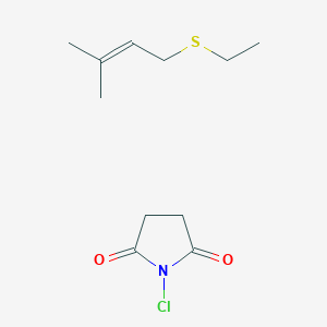 molecular formula C11H18ClNO2S B14599835 1-Chloropyrrolidine-2,5-dione;1-ethylsulfanyl-3-methylbut-2-ene CAS No. 59321-43-6