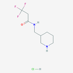 molecular formula C9H16ClF3N2O B1459988 3,3,3-trifluoro-N-(piperidin-3-ylmethyl)propanamide hydrochloride CAS No. 1582121-35-4