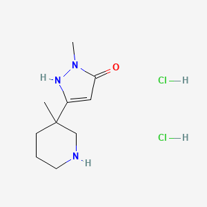 molecular formula C10H19Cl2N3O B1459996 1-Methyl-3-(3-methylpiperidin-3-yl)-1H-pyrazol-5-ol dihydrochloride CAS No. 2108457-59-4