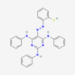 molecular formula C28H23N7S B14600023 6-[2-(2,4,6-Trianilinopyrimidin-5-yl)hydrazinylidene]cyclohexa-2,4-diene-1-thione CAS No. 61038-88-8