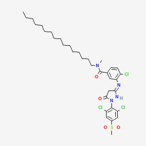 molecular formula C34H47Cl3N4O4S B14600221 4-Chloro-3-((1-(2,6-dichloro-4-(methylsulphonyl)phenyl)-4,5-dihydro-5-oxo-1H-pyrazol-3-yl)amino)-N-hexadecyl-N-methylbenzamide CAS No. 61138-44-1