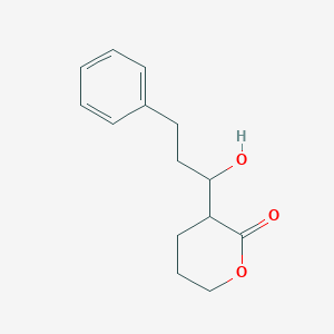 3-(1-Hydroxy-3-phenylpropyl)oxan-2-one